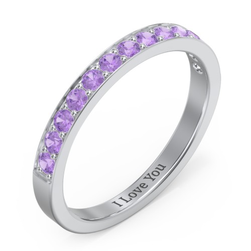 Classic Half Eternity Ring – Sterling Silver with Amethyst