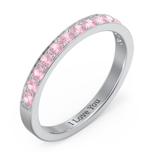Classic Half Eternity Ring – Sterling Silver with Pink Tourmaline