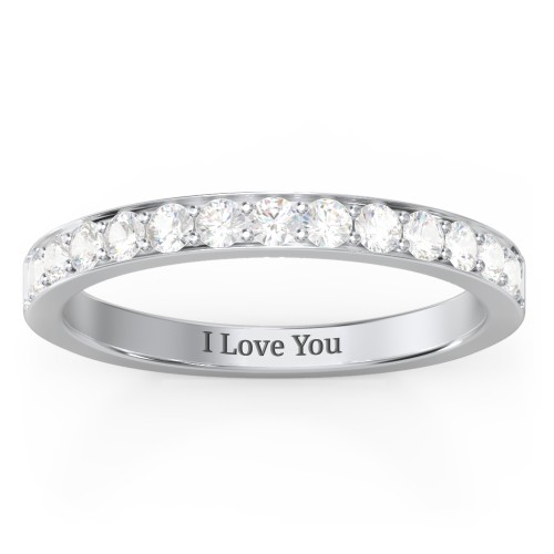 Classic Half Eternity Ring – 10K White Gold with Cubic Zirconia