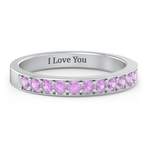 Classic Half Eternity Ring – Sterling Silver with Amethyst