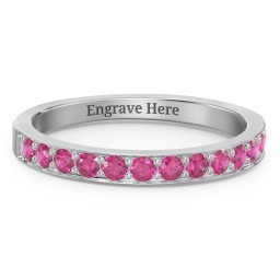 Classic Half Eternity Ring in 925 Sterling Silver with Ruby