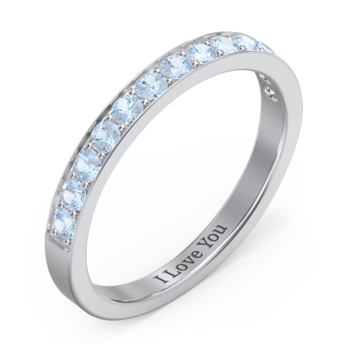 Classic Half Eternity Ring – Sterling Silver with Blue Topaz