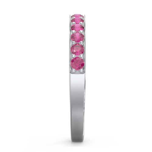 Classic Half Eternity Ring – Sterling Silver with Ruby