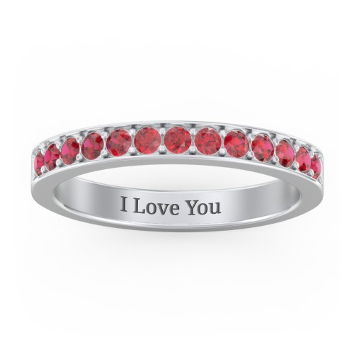 Classic Half Eternity Ring – Sterling Silver with Garnet