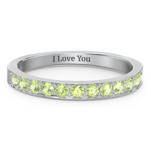 Classic Half Eternity Ring – Sterling Silver with Peridot