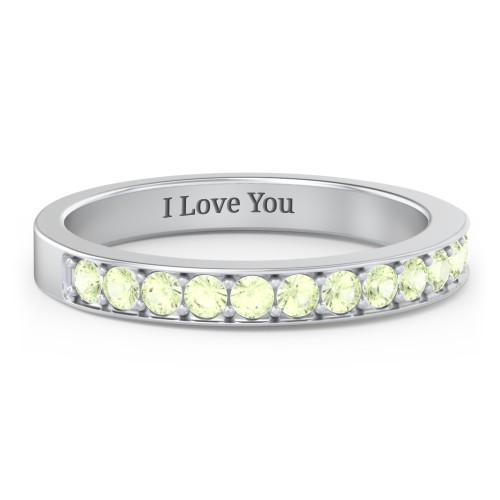 Classic Half Eternity Ring – Sterling Silver with Peridot