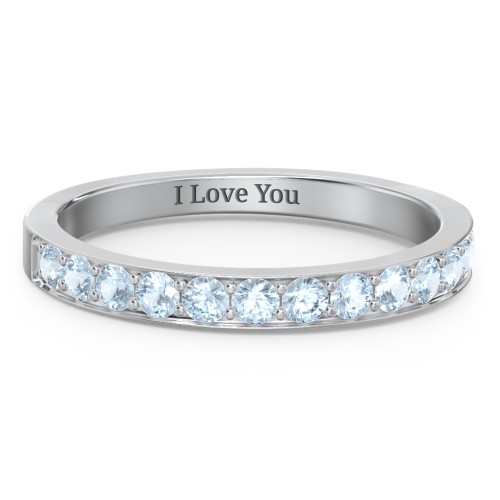 Classic Half Eternity Ring – Sterling Silver with Blue Topaz