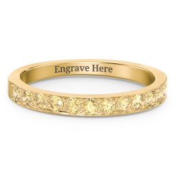 Classic Half Eternity Ring in 10K Solid Yellow Gold with Citrine