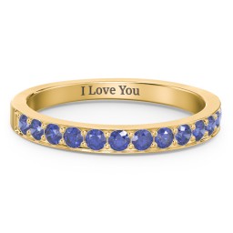 Classic Half Eternity Ring in 10K Solid Yellow Gold with Blue Sapphire