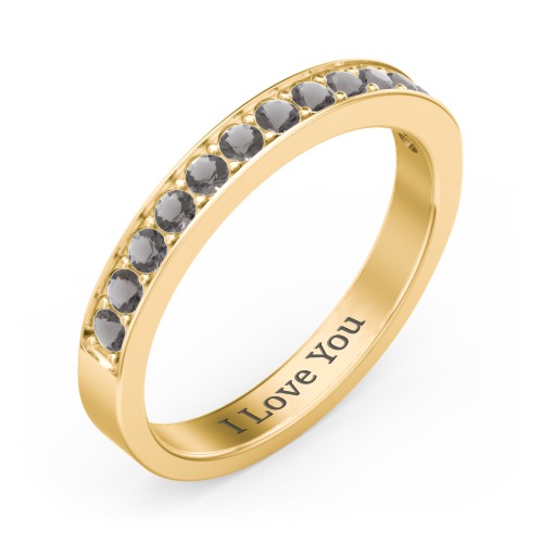 Classic Half Eternity Ring – 10K Yellow Gold with Smokey Quartz