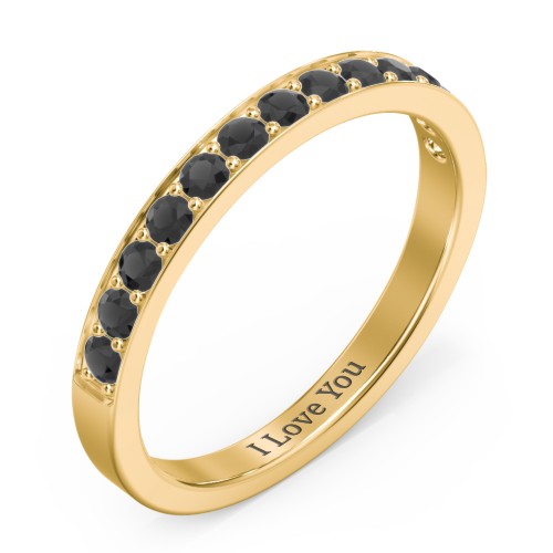 Classic Half Eternity Ring – 10K Yellow Gold with Black Premium Zirconia