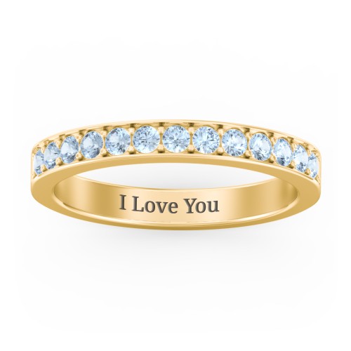 Classic Half Eternity Ring – 10K Yellow Gold with Blue Topaz