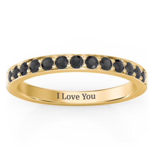 Classic Half Eternity Ring – 10K Yellow Gold with Black Premium Zirconia