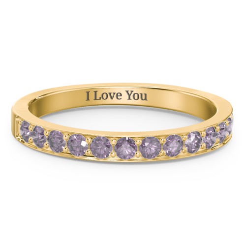 Classic Half Eternity Ring – 10K Yellow Gold with Alexandrite