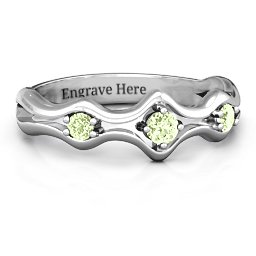 Wavy Trio Ring in 925 Sterling Silver with Peridot