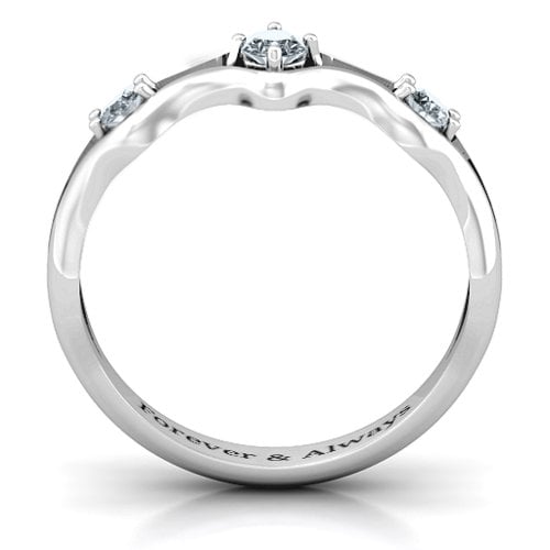 Wavy Trio Ring – Sterling Silver with Diamond