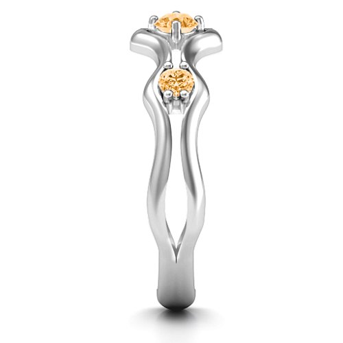 Wavy Trio Ring – Sterling Silver with Citrine