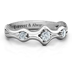 Wavy Trio Ring – 10K White Gold with Cubic Zirconia