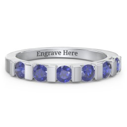 Band of Love Ring in 925 Sterling Silver with Blue Sapphire