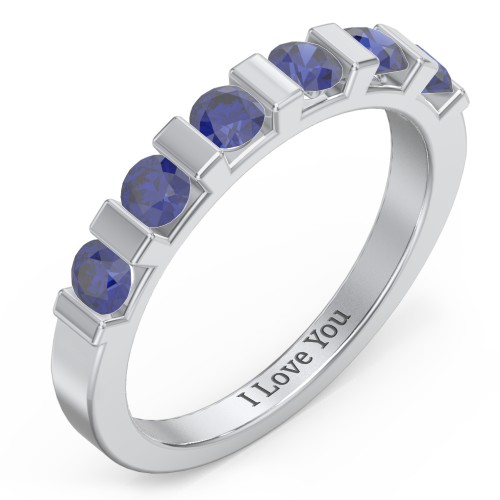 Band of Love Ring – Sterling Silver with Blue Sapphire