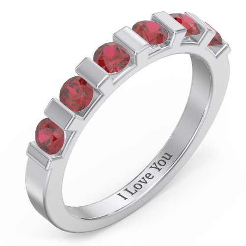Band of Love Ring – Sterling Silver with Garnet