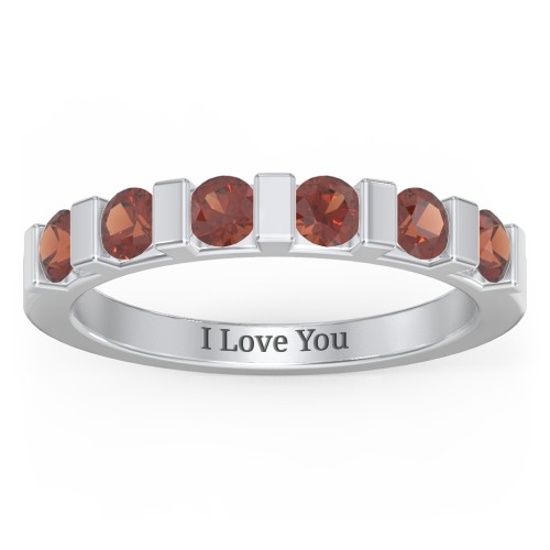 Band of Love Ring – Sterling Silver with Garnet
