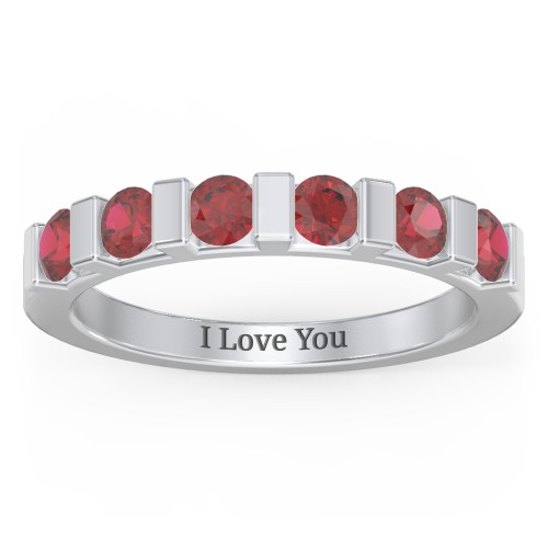 Band of Love Ring – Sterling Silver with Garnet