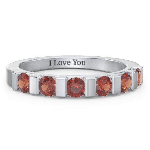Band of Love Ring – Sterling Silver with Garnet