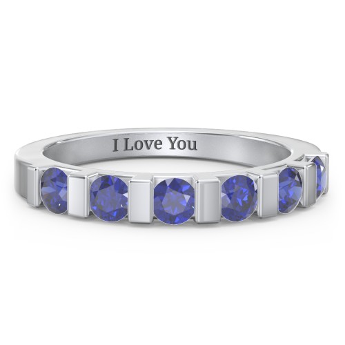 Band of Love Ring – Sterling Silver with Blue Sapphire