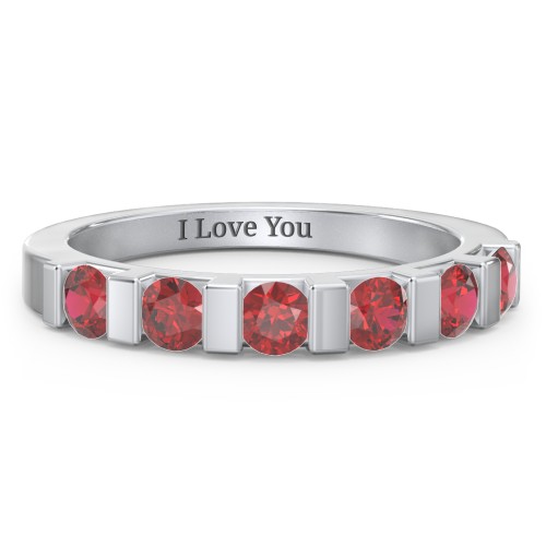 Band of Love Ring – Sterling Silver with Garnet