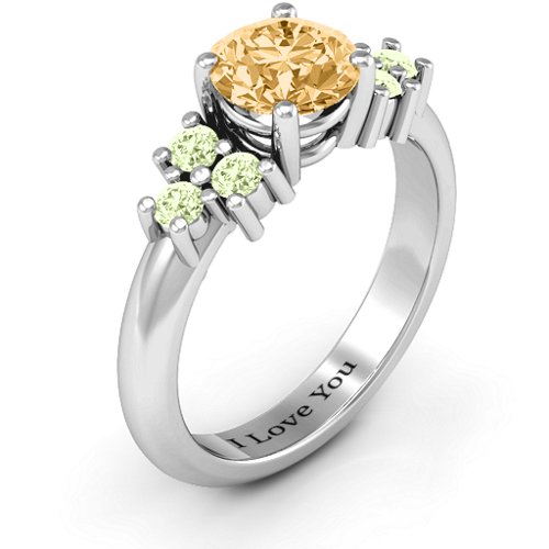 Flourish Engagement Ring – Sterling Silver with Fancy Yellow Premium Zirconia and Peridot