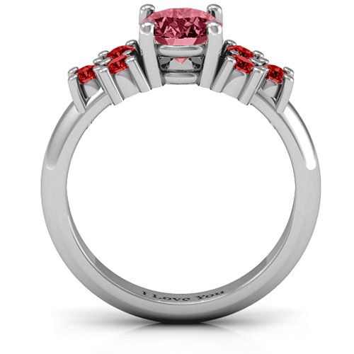 Flourish Engagement Ring – Sterling Silver with Red Premium Zirconia and Garnet