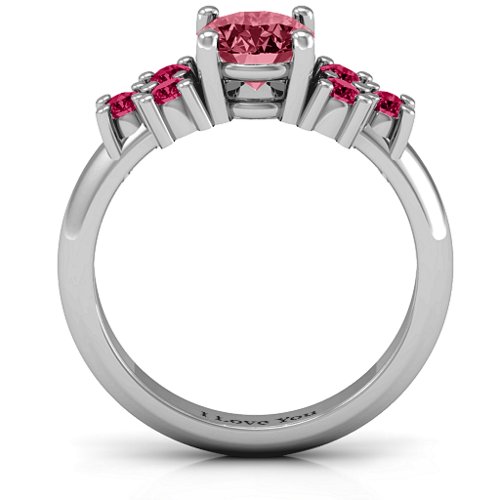 Flourish Engagement Ring – Sterling Silver with Red Premium Zirconia and Ruby