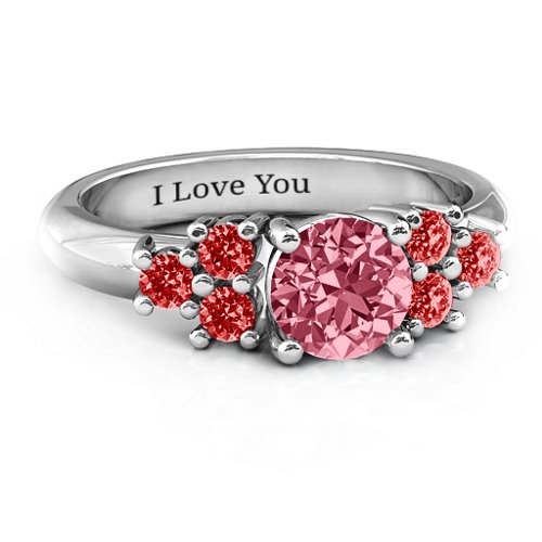 Flourish Engagement Ring – Sterling Silver with Red Premium Zirconia and Garnet