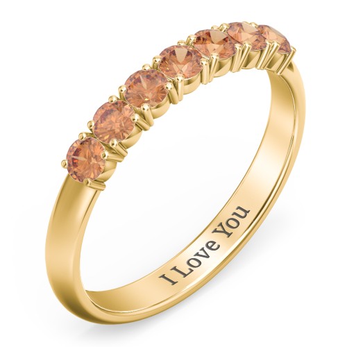 Band of Eternity Ring – 10K Yellow Gold with Orange Sapphire