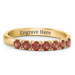 Band of Eternity Ring in 18K Gold Plated Silver with Garnet