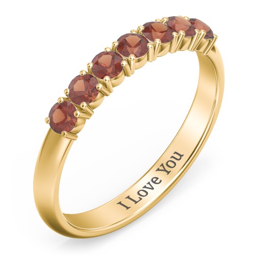 Band of Eternity Ring – 18K Gold Plated Silver with Garnet
