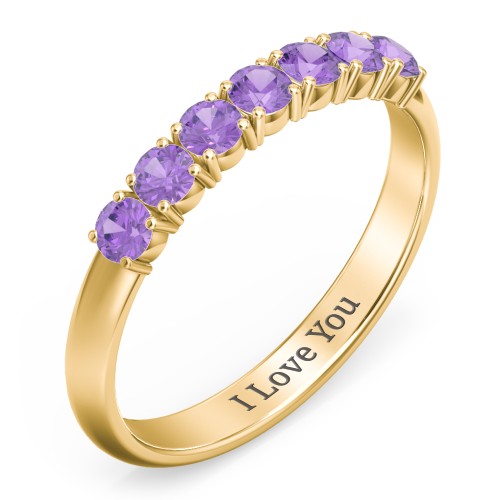 Band of Eternity Ring – 18K Gold Plated Silver with Amethyst