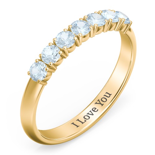 Band of Eternity Ring – 18K Gold Plated Silver with Aquamarine