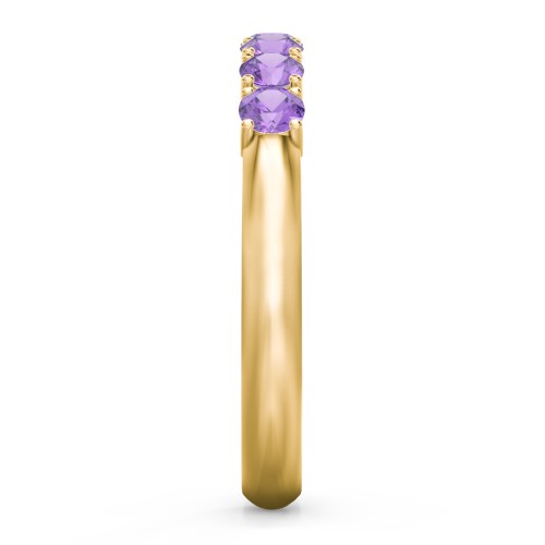 Band of Eternity Ring – 18K Gold Plated Silver with Amethyst