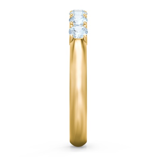Band of Eternity Ring – 18K Gold Plated Silver with Aquamarine