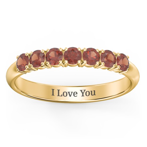 Band of Eternity Ring – 18K Gold Plated Silver with Garnet