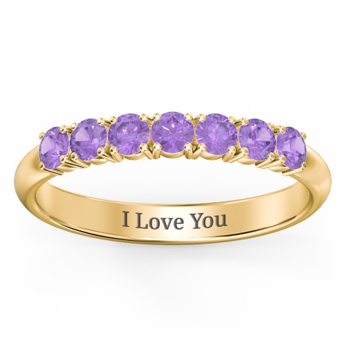 Band of Eternity Ring – 18K Gold Plated Silver with Amethyst