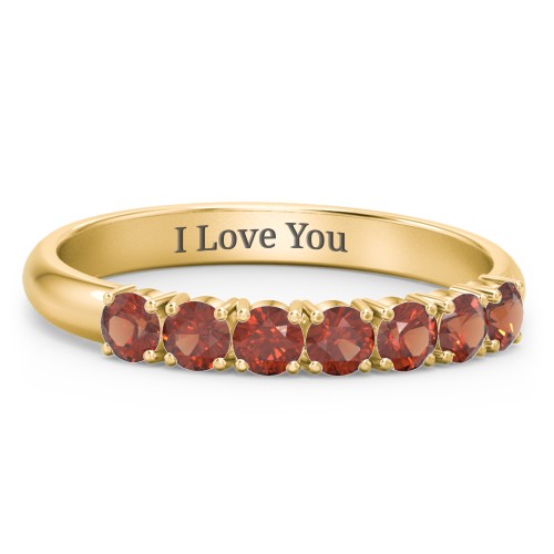 Band of Eternity Ring – 18K Gold Plated Silver with Garnet