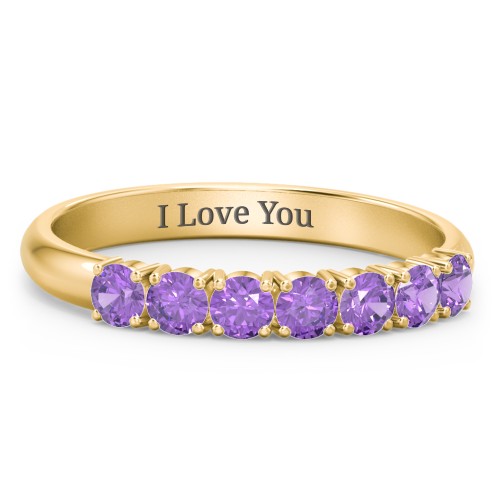 Band of Eternity Ring – 18K Gold Plated Silver with Amethyst
