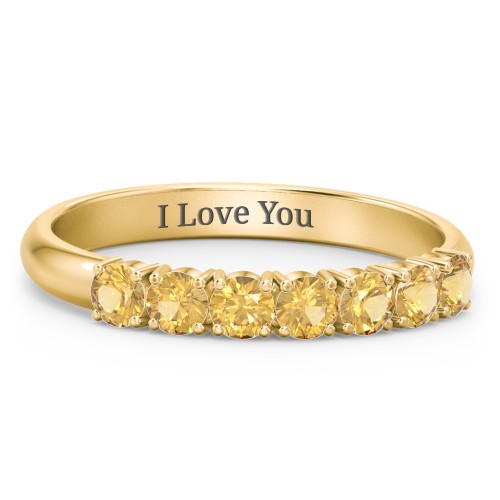 Band of Eternity Ring – 18K Gold Plated Silver with Citrine