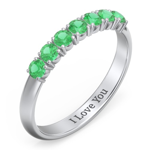 Band of Eternity Ring – Sterling Silver with Emerald