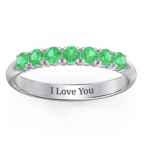 Band of Eternity Ring – Sterling Silver with Emerald