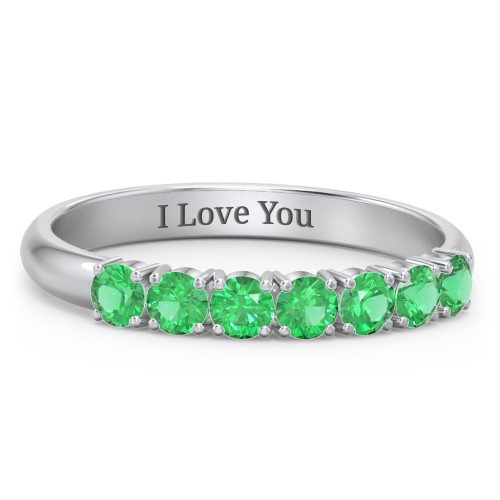 Band of Eternity Ring – Sterling Silver with Emerald
