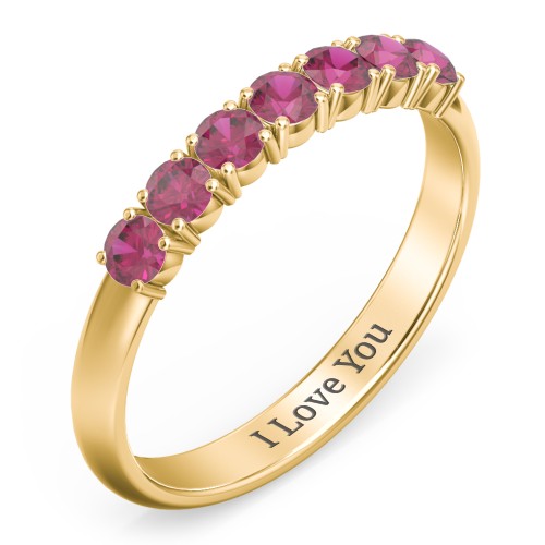 Band of Eternity Ring – 10K Yellow Gold with Ruby